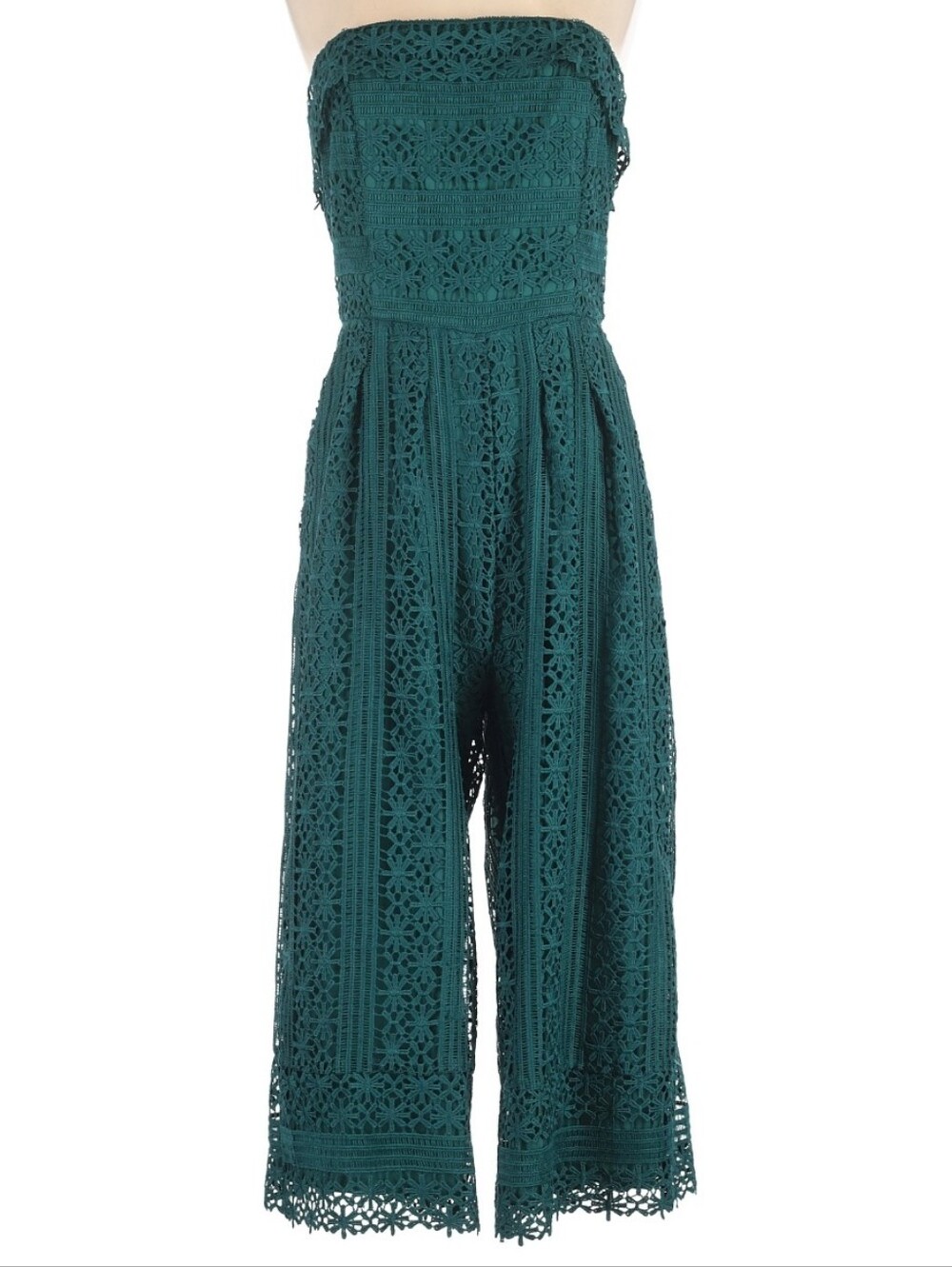Anthropologie Greylin Stowe Crochet Lace Jumpsuit, M, Green